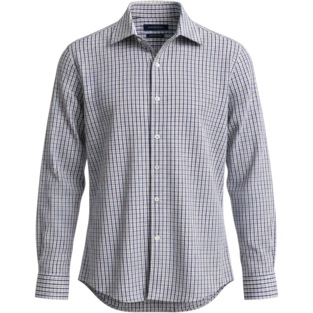 Tommy Hilfiger Button Down Mens 15.5 32/33 Blue Tan Excellent Plaid Athletic Fit